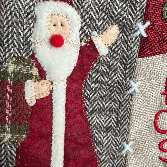 Dan Dee Christmas Stocking Here Comes Santa Claus Primitive Country Patchwork - Picture 4 of 11